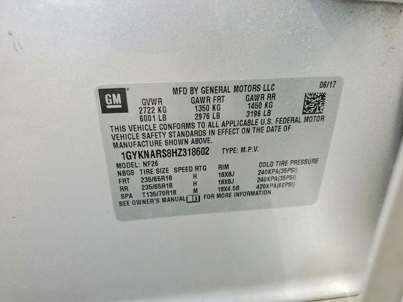 2017 Cadillac Xt5 მანქანა იყიდება აუქციონზე, vin: 1GYKNARS8HZ318602, აუქციონის ნომერი: 62485536