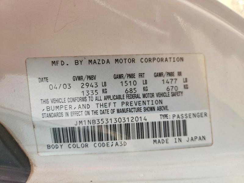 Aukcja sprzedaży 2003 Mazda Mx-5 Miata, vin: JM1NB353130312014, numer aukcji: 60525926