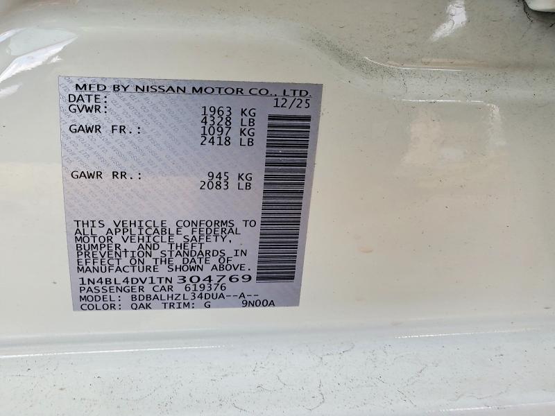 2026 Nissan Altima მანქანა იყიდება აუქციონზე, vin: 1N4BL4DV1TN304769, აუქციონის ნომერი: 59621146