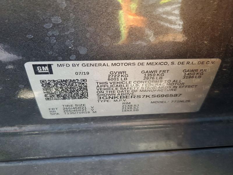 59921946 :رقم المزاد ، 3GNKBERS7KS696587 vin ، 2019 Chevrolet Blazer مزاد بيع