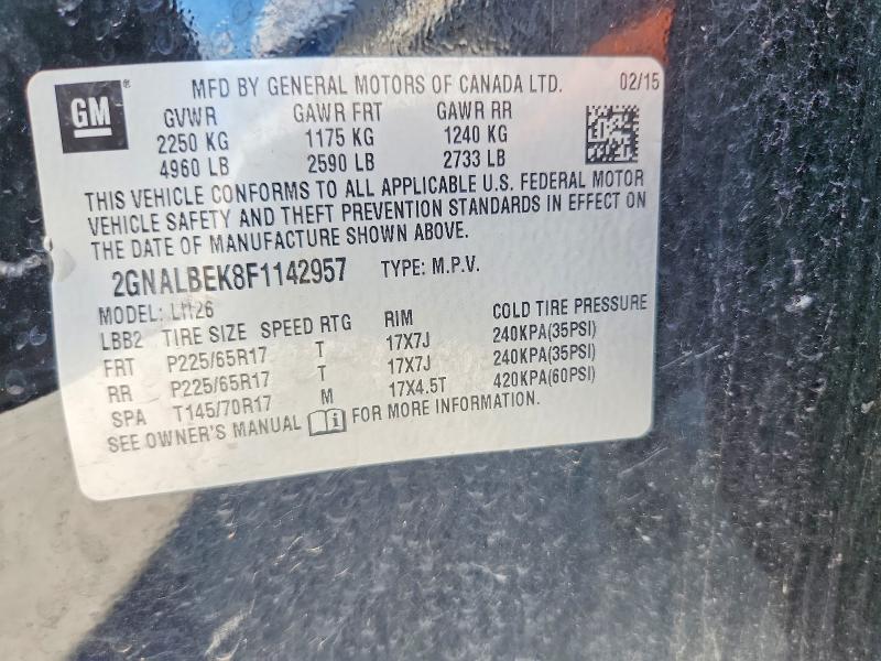 Продажа на аукционе авто 2015 Chevrolet Equinox, vin: 2GNALBEK8F1142957, номер лота: 60092016