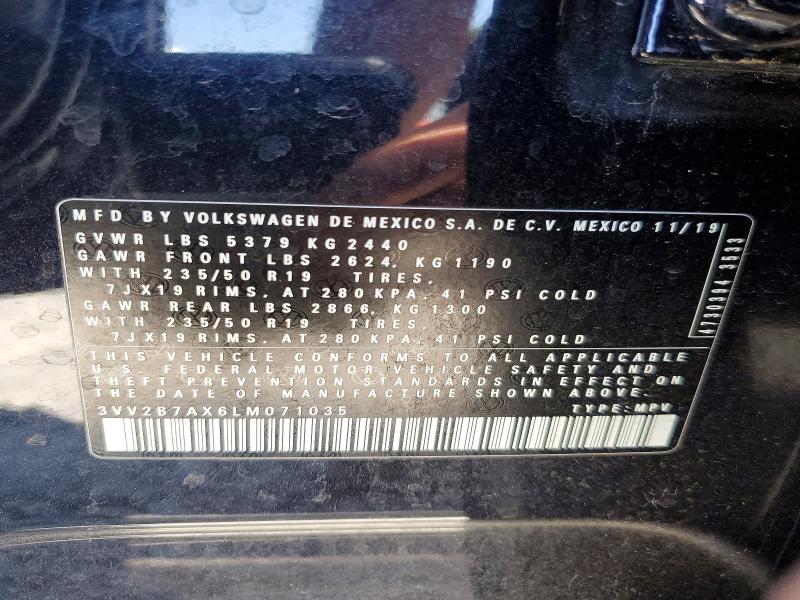 Aukcja sprzedaży 2020 Volkswagen Tiguan, vin: 3VV2B7AX6LM071035, numer aukcji: 59903616
