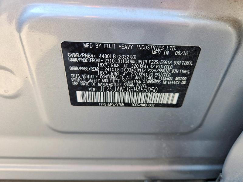 61793516 :رقم المزاد ، JF2SJAWC6HH455950 vin ، 2017 Subaru Forester مزاد بيع