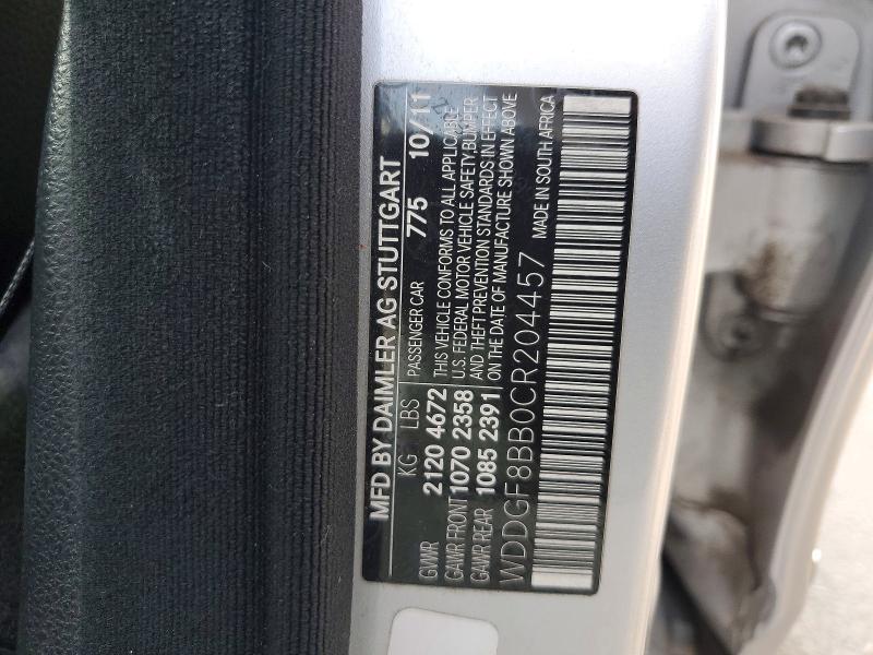 61769386 :رقم المزاد ، WDDGF8BB0CR204457 vin ، 2012 Mercedes-benz C مزاد بيع