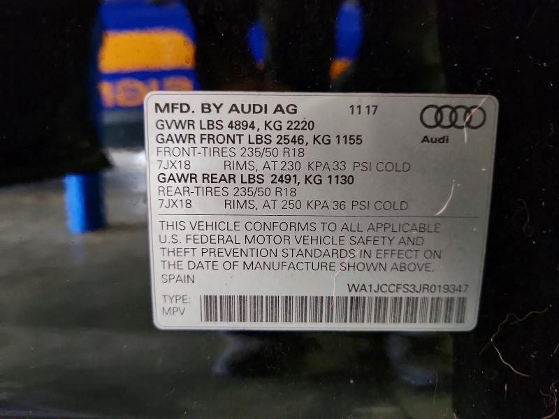 Продаж на аукціоні авто 2018 Audi Q3, vin: WA1JCCFS3JR019347, номер лоту: 62125756