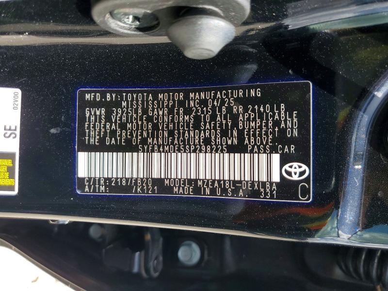 Aukcja sprzedaży 2025 Toyota Corolla, vin: 5YFB4MDE5SP298225, numer aukcji: 62766946