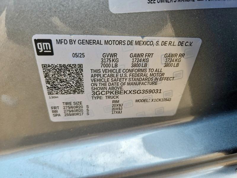 Продаж на аукціоні авто 2025 Chevrolet Silverado, vin: 3GCPKBEKXSG359031, номер лоту: 62955446
