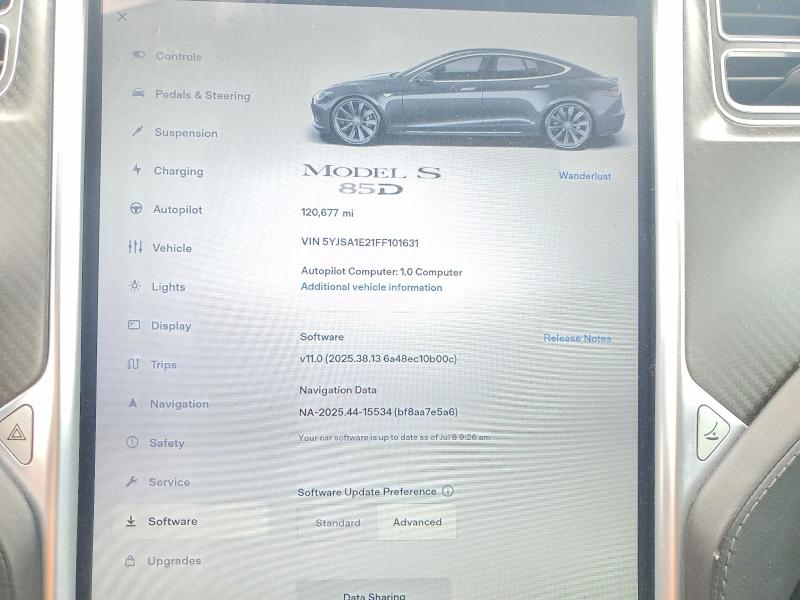 Aukcja sprzedaży 2015 Tesla Model S, vin: 5YJSA1E21FF101631, numer aukcji: 57869566
