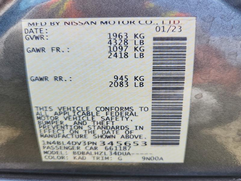 Aukcja sprzedaży 2023 Nissan Altima, vin: 1N4BL4DV3PN345653, numer aukcji: 59533406
