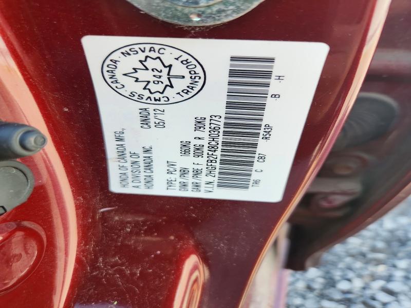 Продаж на аукціоні авто 2012 Honda Civic, vin: 2HGFB2F48CH036773, номер лоту: 62627296
