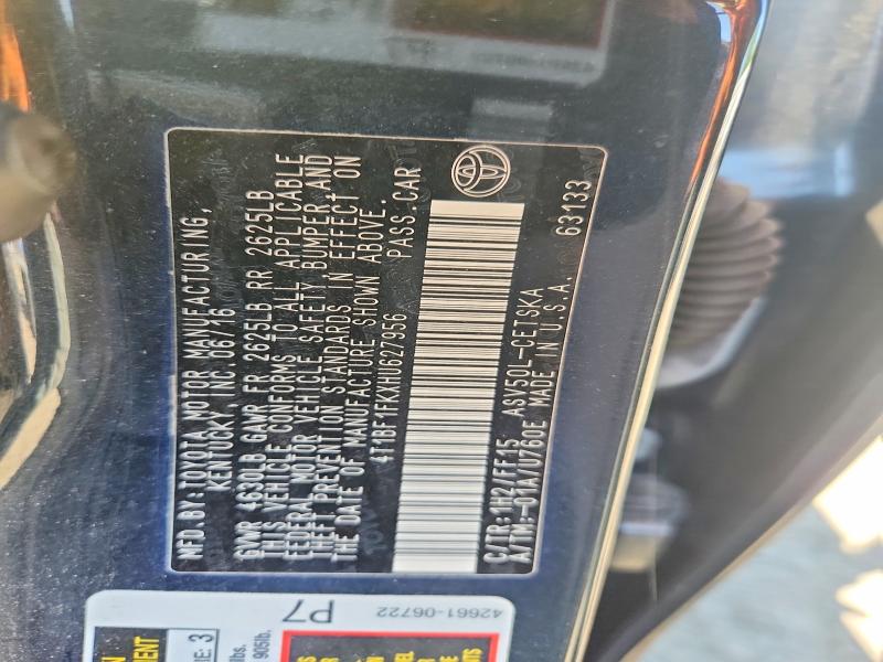 Продаж на аукціоні авто 2017 Toyota Camry, vin: 4T1BF1FKXHU627956, номер лоту: 61516976