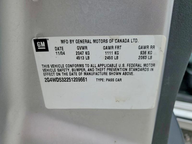 2005 Buick Lacrosse მანქანა იყიდება აუქციონზე, vin: 2G4WD532251209661, აუქციონის ნომერი: 60454486