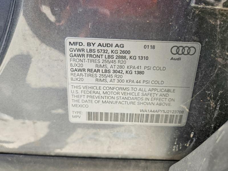 Aukcja sprzedaży 2018 Audi Sq5, vin: WA1A4AFY5J2123708, numer aukcji: 59920366
