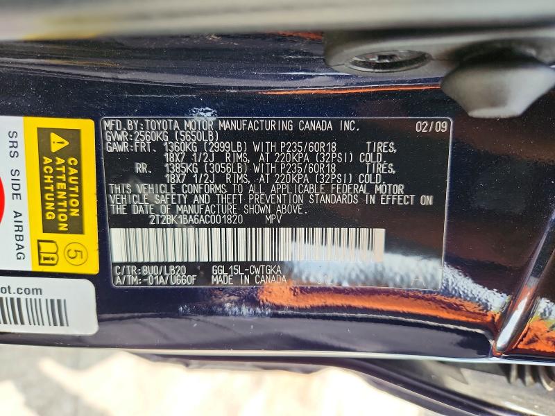 2010 Lexus Rx მანქანა იყიდება აუქციონზე, vin: 2T2BK1BA6AC001820, აუქციონის ნომერი: 63174366