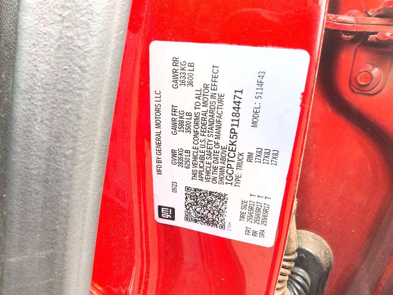 Продаж на аукціоні авто 2023 Chevrolet Colorado, vin: 1GCPTCEK5P1184471, номер лоту: 61043596