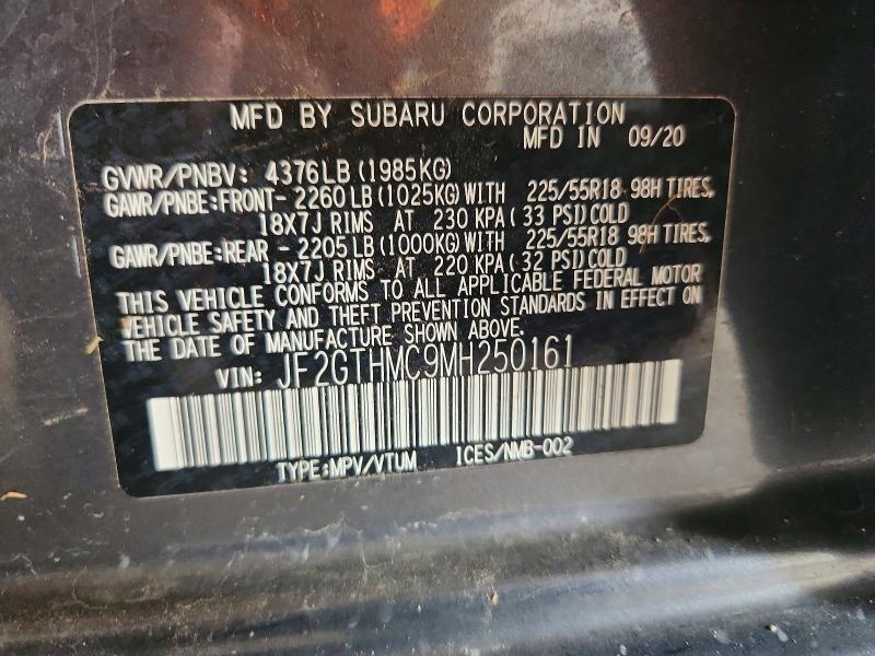 2021 Subaru Crosstrek მანქანა იყიდება აუქციონზე, vin: JF2GTHMC9MH250161, აუქციონის ნომერი: 60454366