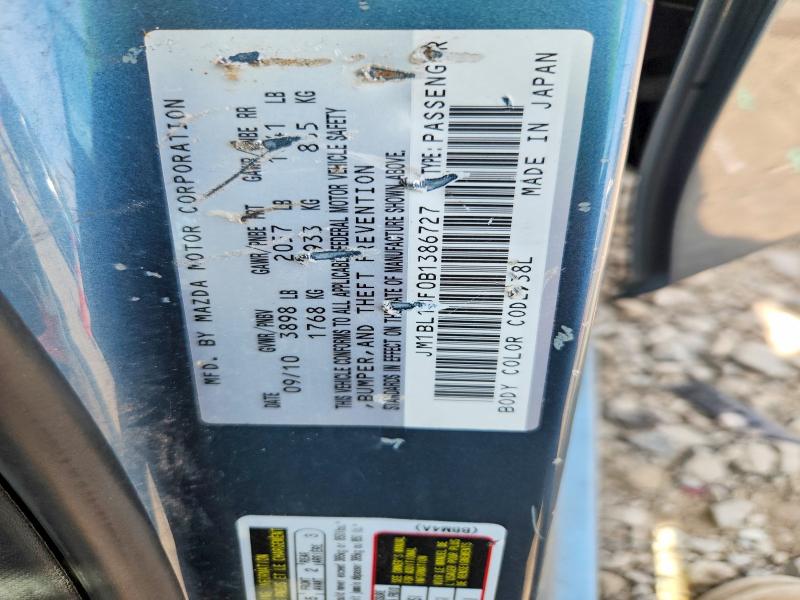 Auction sale of the 2011 Mazda 3, vin: JM1BL1UF0B1386727, lot number: 62524596
