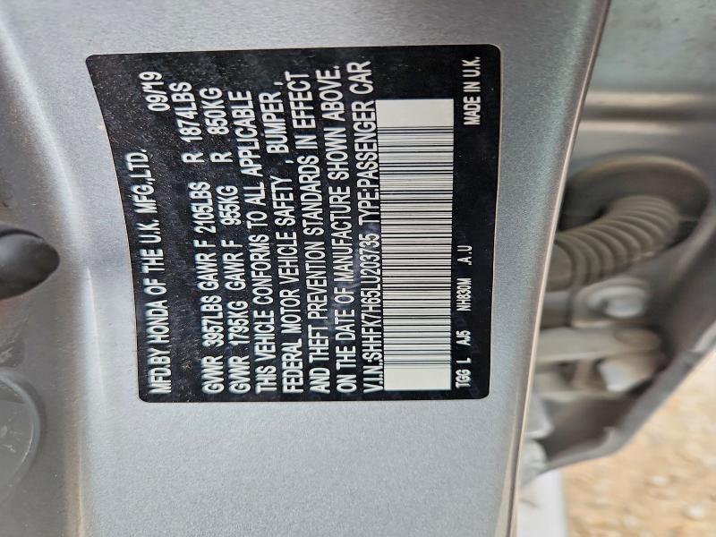 Aukcja sprzedaży 2020 Honda Civic, vin: SHHFK7H65LU203735, numer aukcji: 62468546