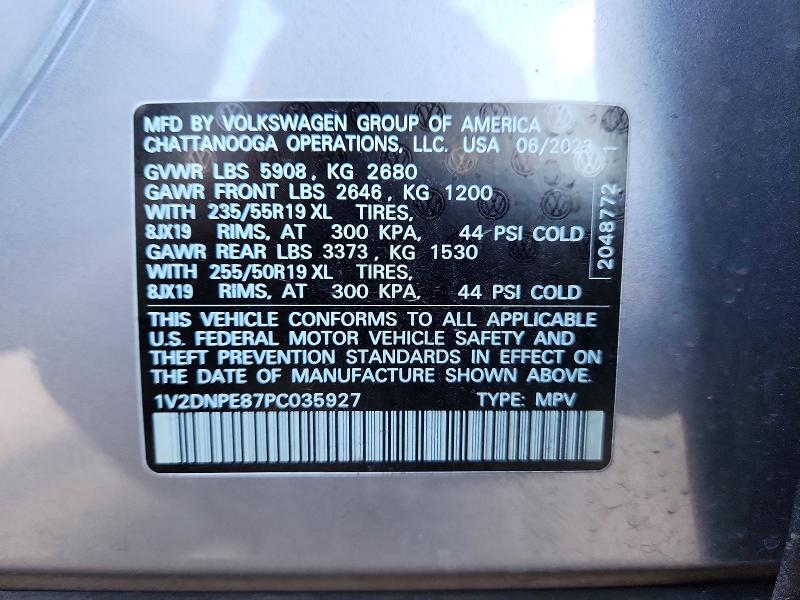 Auction sale of the 2023 Volkswagen Id.4, vin: 1V2DNPE87PC035927, lot number: 59396186