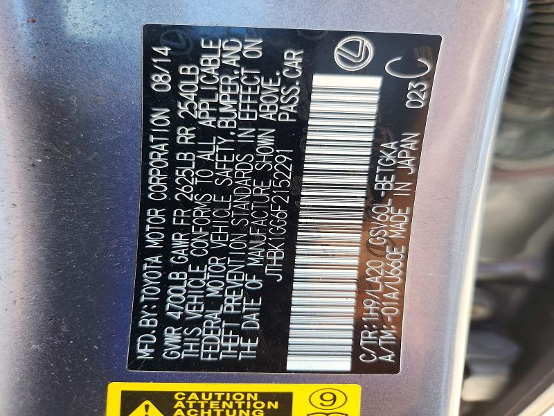 Auction sale of the 2015 Lexus Es, vin: JTHBK1GG6F2152291, lot number: 60170376