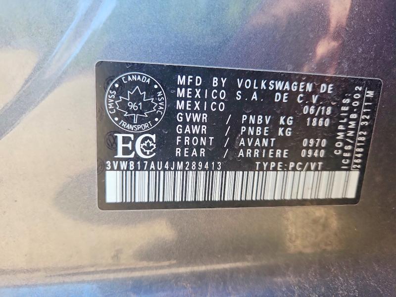 62057126 :رقم المزاد ، 3VWB17AU4JM289413 vin ، 2018 Volkswagen Golf مزاد بيع