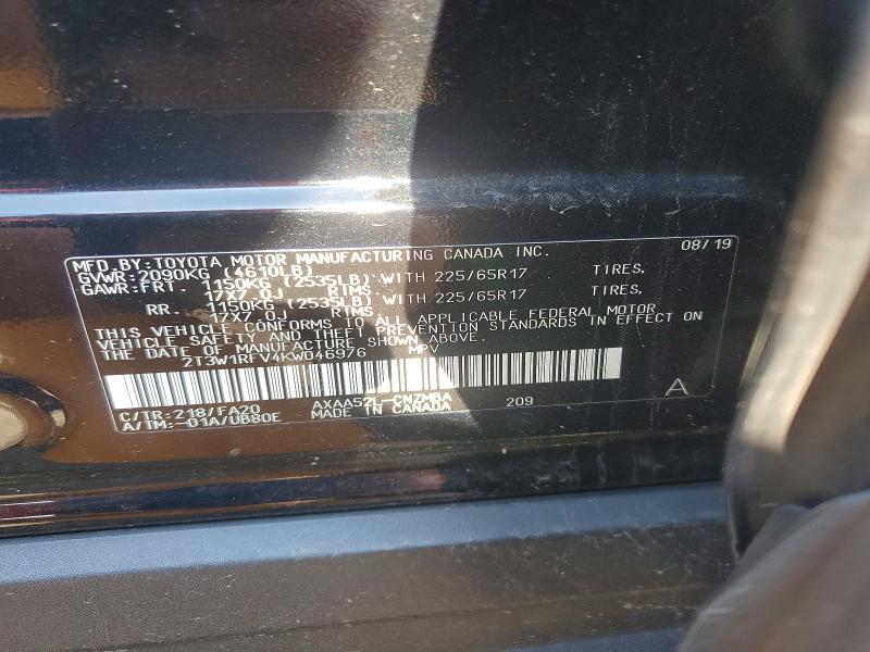 Aukcja sprzedaży 2019 Toyota Rav4, vin: 2T3W1RFV4KW046976, numer aukcji: 85451195