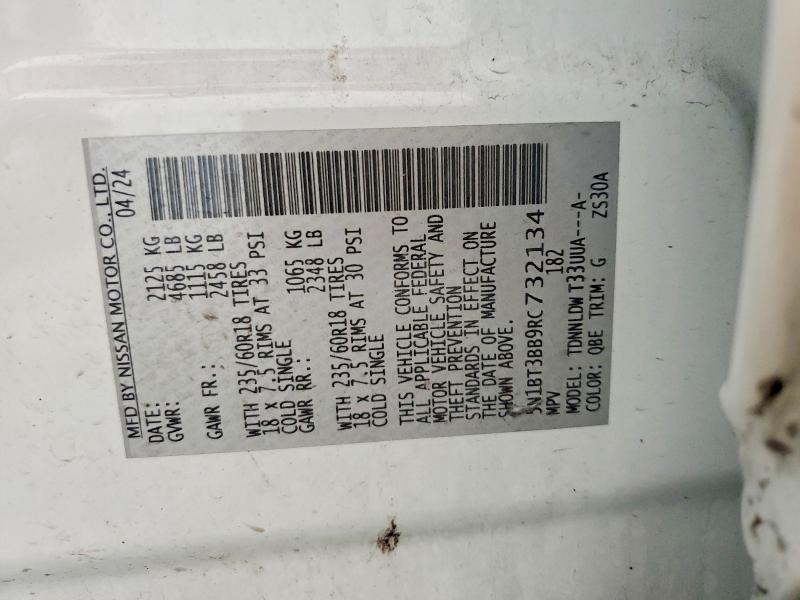 61861436 :رقم المزاد ، 5N1BT3BB9RC732134 vin ، 2024 Nissan Rogue مزاد بيع