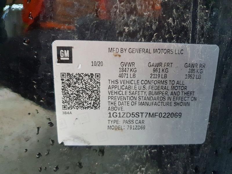 Продажа на аукционе авто 2021 Chevrolet Malibu, vin: 1G1ZD5ST7MF022069, номер лота: 63147156