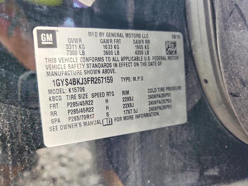 Aukcja sprzedaży 2015 Cadillac Escalade, vin: 1GYS4BKJ3FR267159, numer aukcji: 59965026