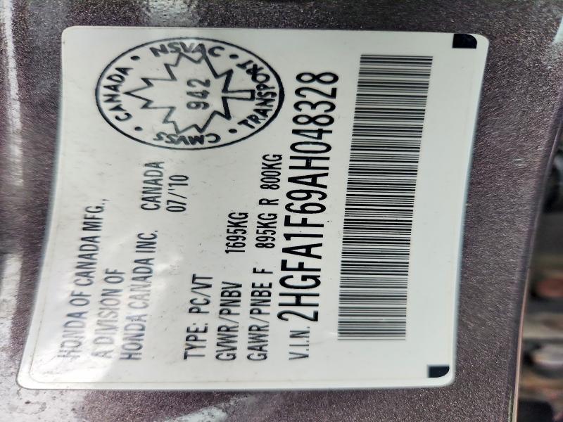 2010 Honda Civic მანქანა იყიდება აუქციონზე, vin: 2HGFA1F69AH048328, აუქციონის ნომერი: 58544066
