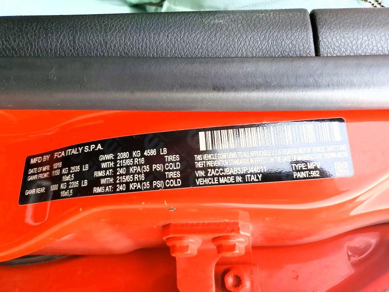 2018 Jeep Renegade მანქანა იყიდება აუქციონზე, vin: ZACCJBAB3JPJ44611, აუქციონის ნომერი: 60152326