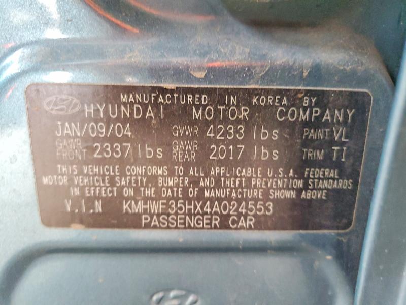 Aukcja sprzedaży 2004 Hyundai Sonata, vin: KMHWF35HX4A024553, numer aukcji: 61772466