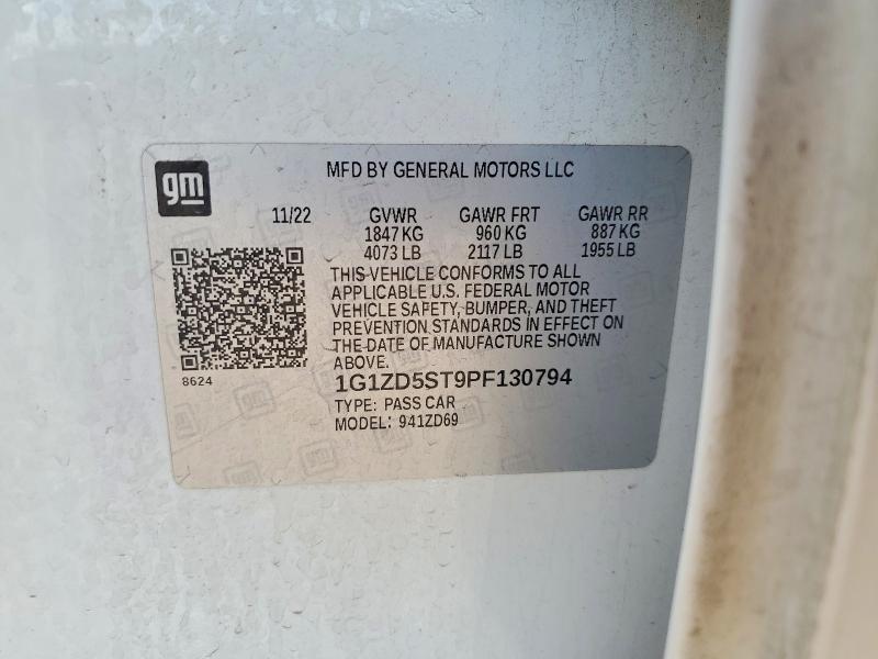Aukcja sprzedaży 2023 Chevrolet Malibu, vin: 1G1ZD5ST9PF130794, numer aukcji: 63142896