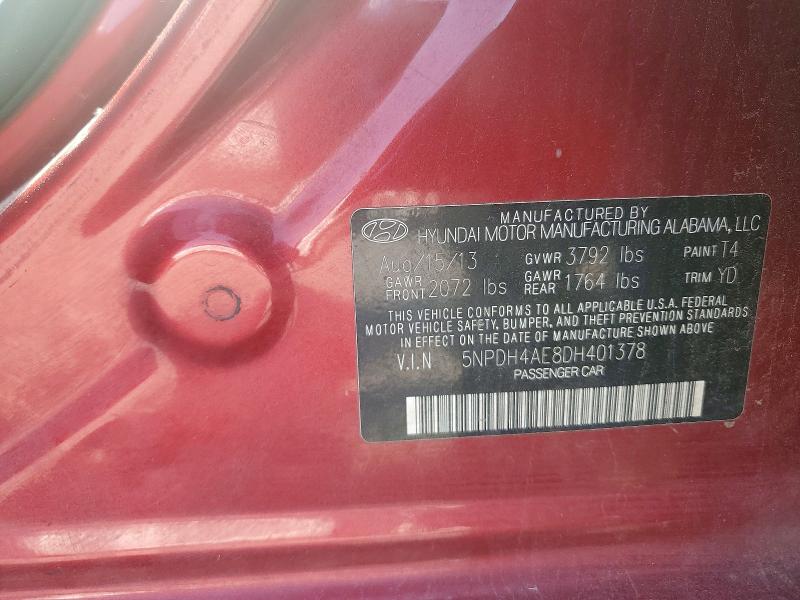 Продаж на аукціоні авто 2013 Hyundai Elantra, vin: 5NPDH4AE8DH401378, номер лоту: 85631925