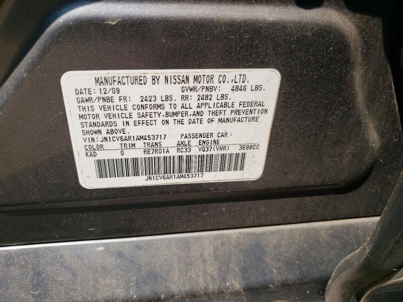 Aukcja sprzedaży 2010 Infiniti G37 Sedan, vin: JN1CV6AR1AM453717, numer aukcji: 62410226