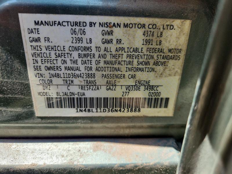 Продаж на аукціоні авто 2006 Nissan Altima, vin: 1N4BL11D36N423888, номер лоту: 62010686