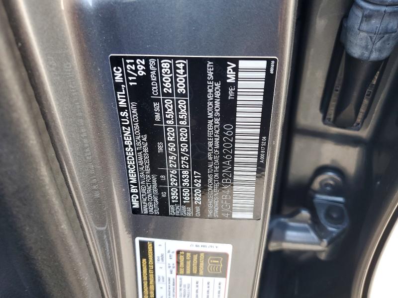 Aukcja sprzedaży 2022 Mercedes-benz Gle, vin: 4JGFB4KB2NA620260, numer aukcji: 60850386