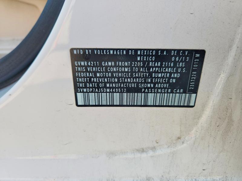 Aukcja sprzedaży 2013 Volkswagen Jetta, vin: 3VWDP7AJ5DM449512, numer aukcji: 60477096