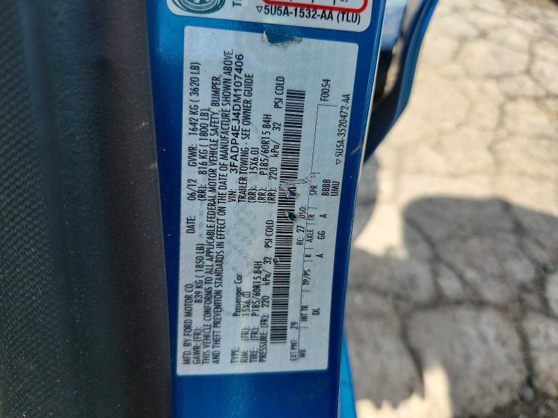 63354206 :رقم المزاد ، 3FADP4EJ4DM107406 vin ، 2013 Ford Fiesta مزاد بيع
