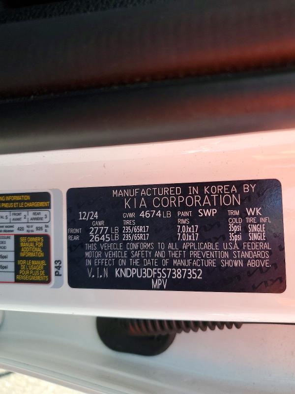 Aukcja sprzedaży 2025 Kia Sportage, vin: KNDPU3DF5S7387352, numer aukcji: 62266086