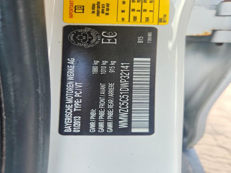 58393376 :رقم المزاد ، WMWZC5C51DWP32141 vin ، 2013 Mini Cooper مزاد بيع