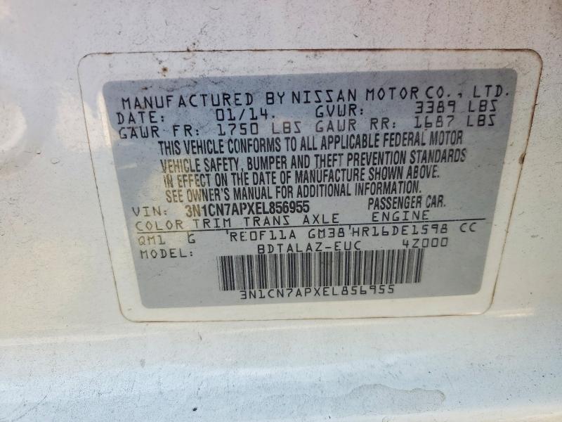 Aukcja sprzedaży 2014 Nissan Versa, vin: 3N1CN7APXEL856955, numer aukcji: 85993795