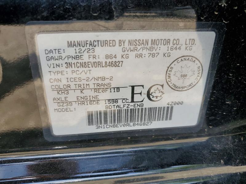 58739556 :رقم المزاد ، 3N1CN8EV0RL846827 vin ، 2024 Nissan Versa مزاد بيع
