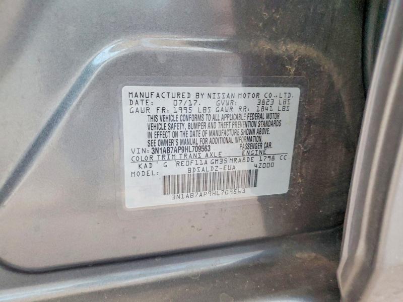 2017 Nissan Sentra მანქანა იყიდება აუქციონზე, vin: 3N1AB7AP9HL709563, აუქციონის ნომერი: 62806236