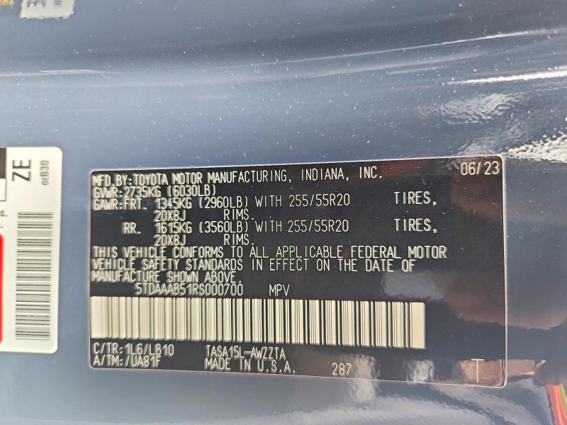 Продажа на аукционе авто 2024 Toyota Grand Highlander, vin: 5TDAAAB51RS000700, номер лота: 62520876