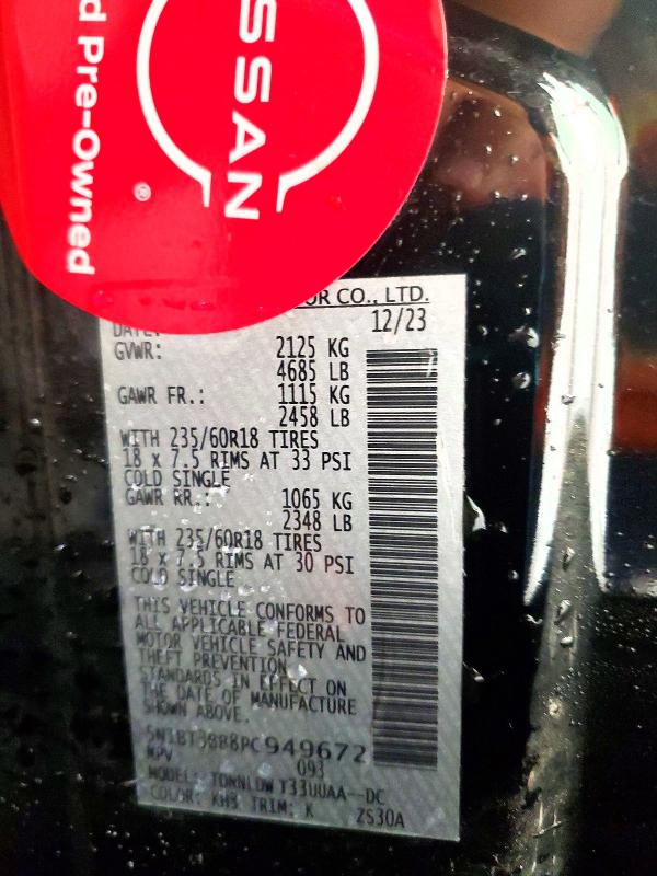 61064606 :رقم المزاد ، 5N1BT3BB8PC949672 vin ، 2023 Nissan Rogue مزاد بيع