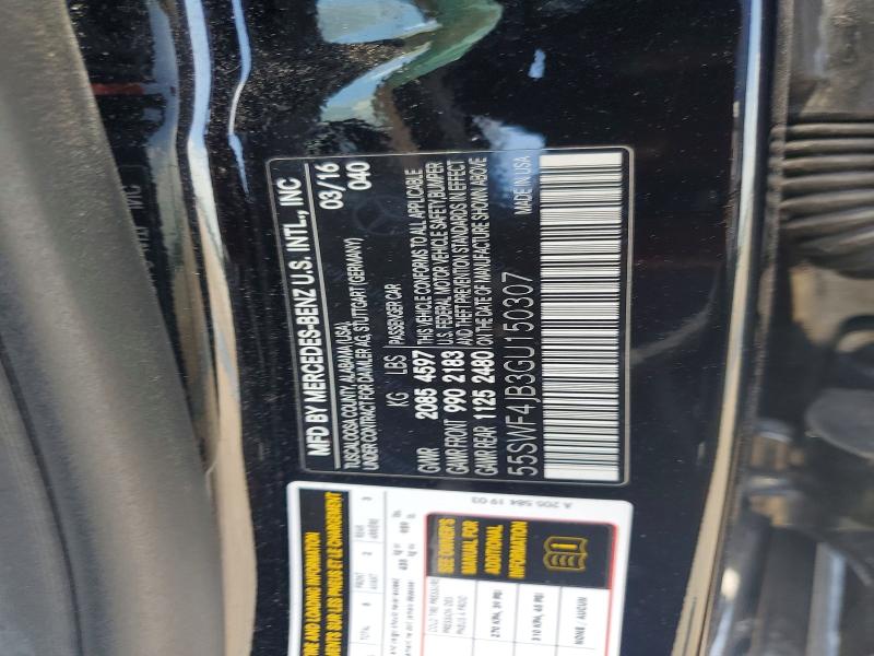 61967836 :رقم المزاد ، 55SWF4JB3GU150307 vin ، 2016 Mercedes-benz C مزاد بيع