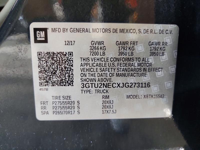 Продаж на аукціоні авто 2018 Gmc Sierra, vin: 3GTU2NECXJG273116, номер лоту: 60929006