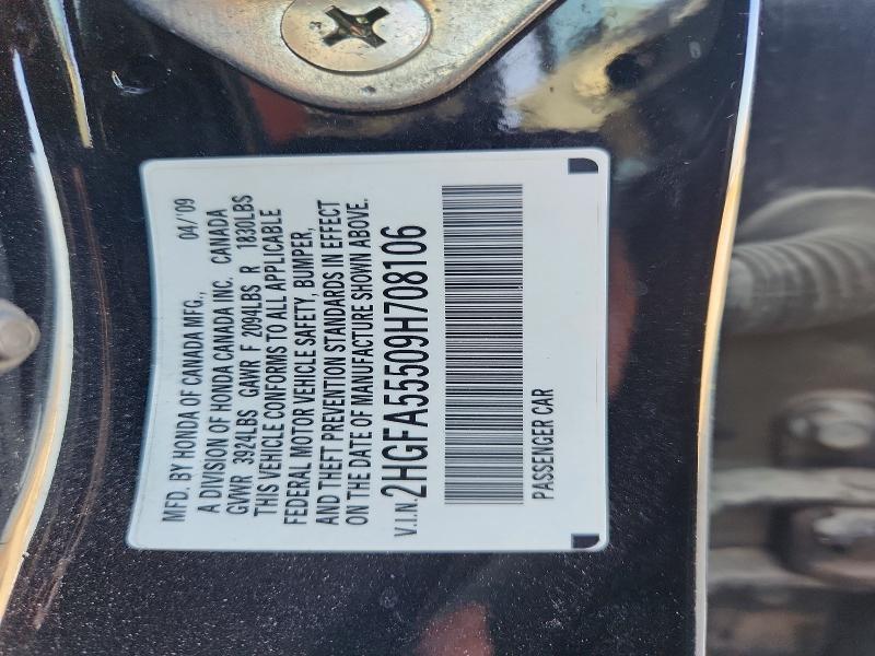 Aukcja sprzedaży 2009 Honda Civic, vin: 2HGFA55509H708106, numer aukcji: 61803556