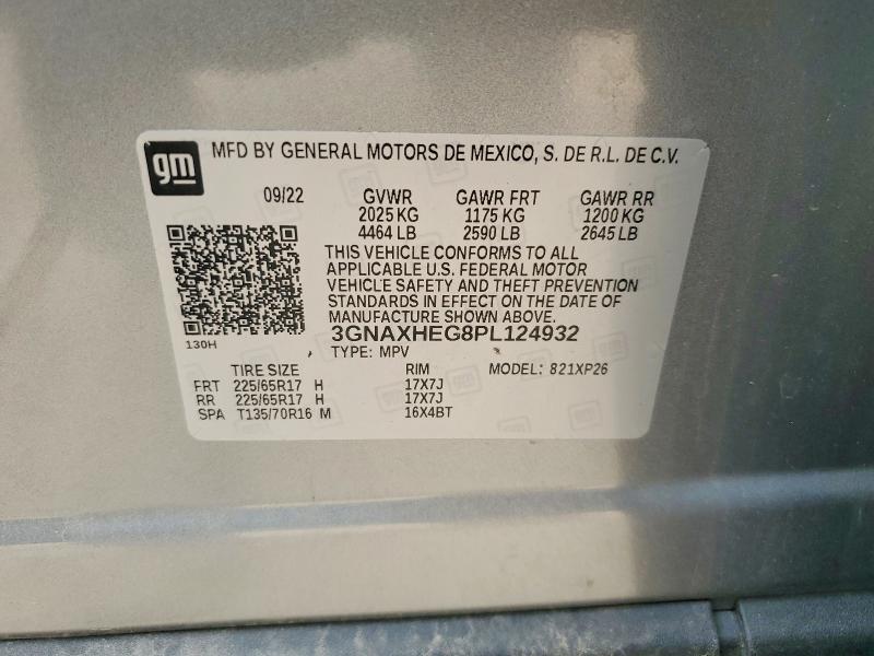 Продаж на аукціоні авто 2023 Chevrolet Equinox, vin: 3GNAXHEG8PL124932, номер лоту: 61020386